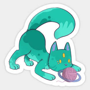 Space Cat - Alien Blue Green Sticker